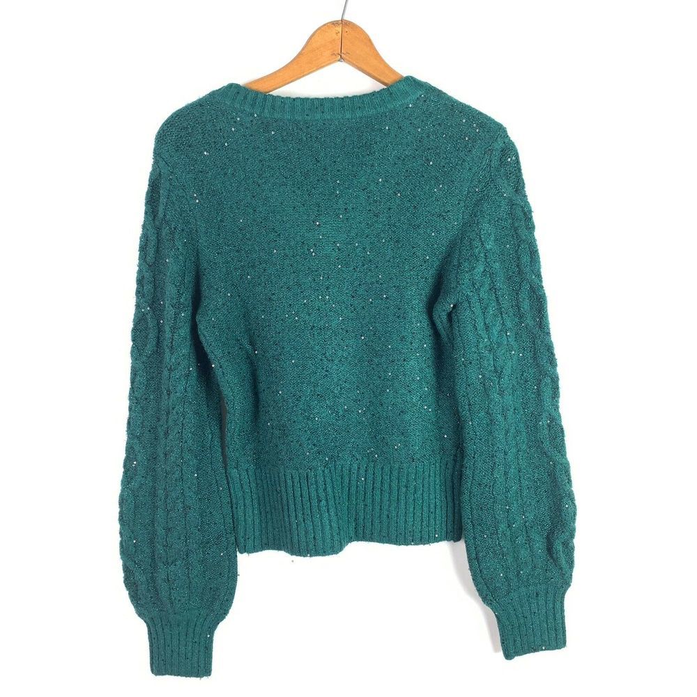 Rachel Parcell Cable Knit Green V-neck Sweater - Picture 2 of 7